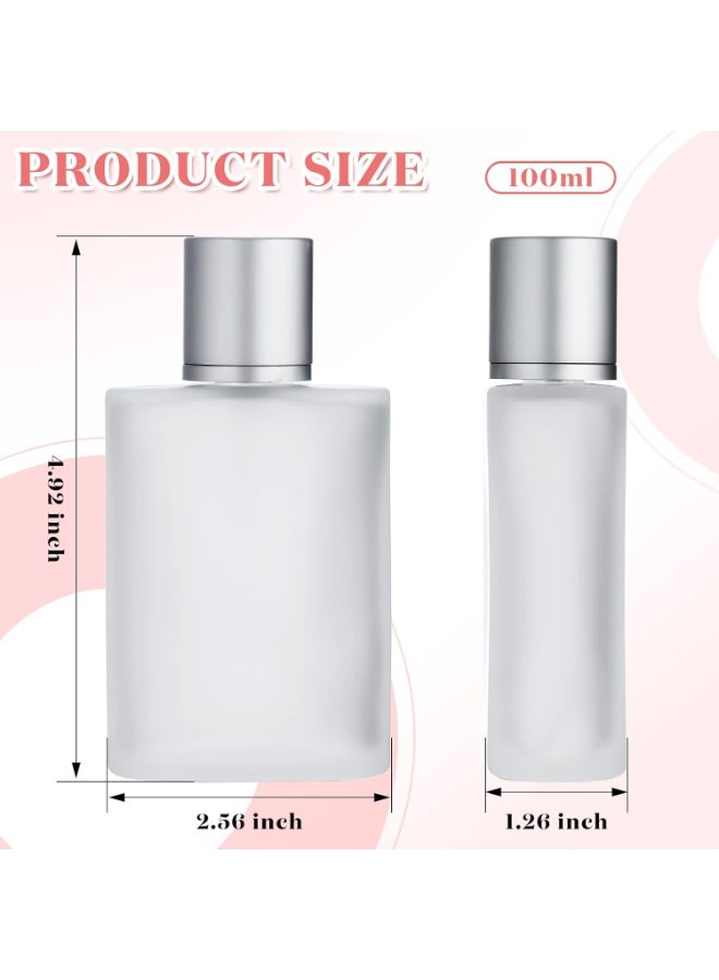 6 Pcs 100ml Frosted Glass Bottle Perfume Atomizer Refillable Spray Empty Perfume Bottles Fine Mist Atomizer Cosmetic Container for Travel (Silver) - Image 3